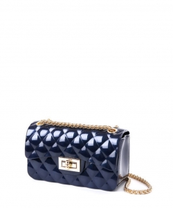 Quilted Jelly Small 2 Way Shoulder Bag JP067 NAVY